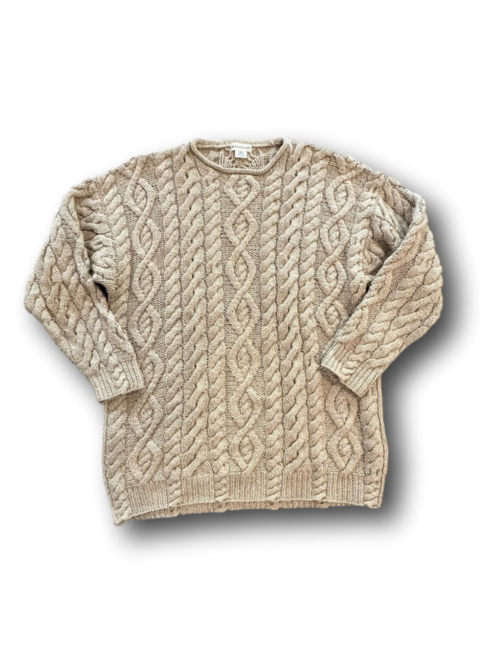 Y2K Banana Republic Cable Knit Sweater Fisherman Oatmeal Chunky Grandpa Coastal